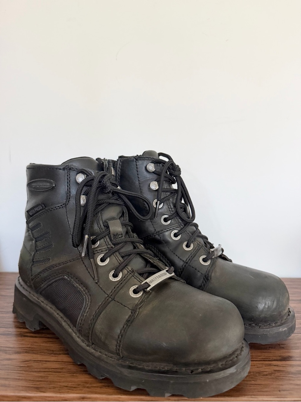 Harley-Davidson Black Men's Lace-Up Work Boots w Steel toe FXRG Chunky Leather 8